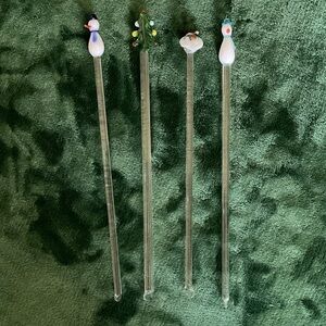 Festive Winter Glass Stir Sticks - Set of 4